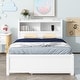 preview thumbnail 4 of 14, Full Size Platform Bed with Trundle, Storage Drawers, USB Ports, and Headboard Shelves in White