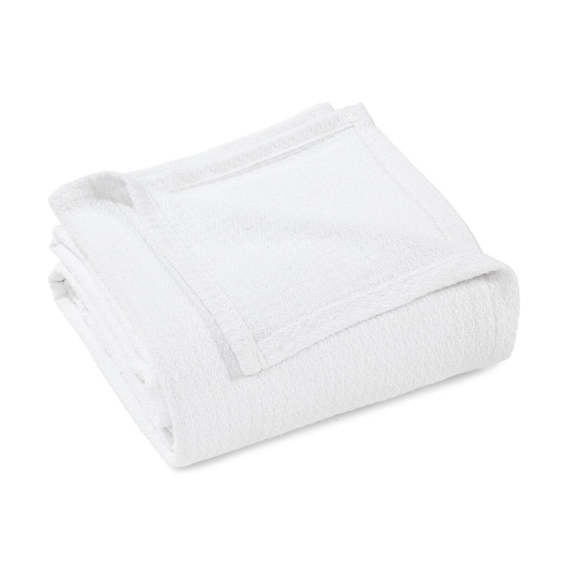 King Size Modern Waffle Blanket Cotton Textured Solid Design - White