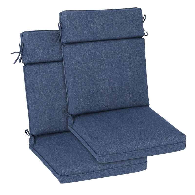 Aoodor Outdoor High Back Dining Chair Cushion Set, 44"x21"x3.2", Set of 2 - 44"x21"x3.2" - Navy Blue