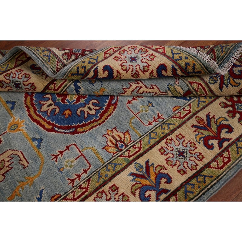 Light Blue Kazak Oriental Accent Rug Hand-Knotted Wool Carpet - 3'6" x 5'4"