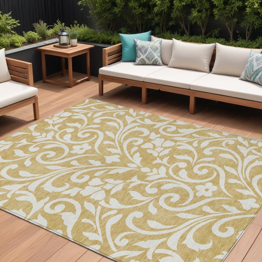 HomeRoots Floral Transitional Rectangle Outdoor Rug