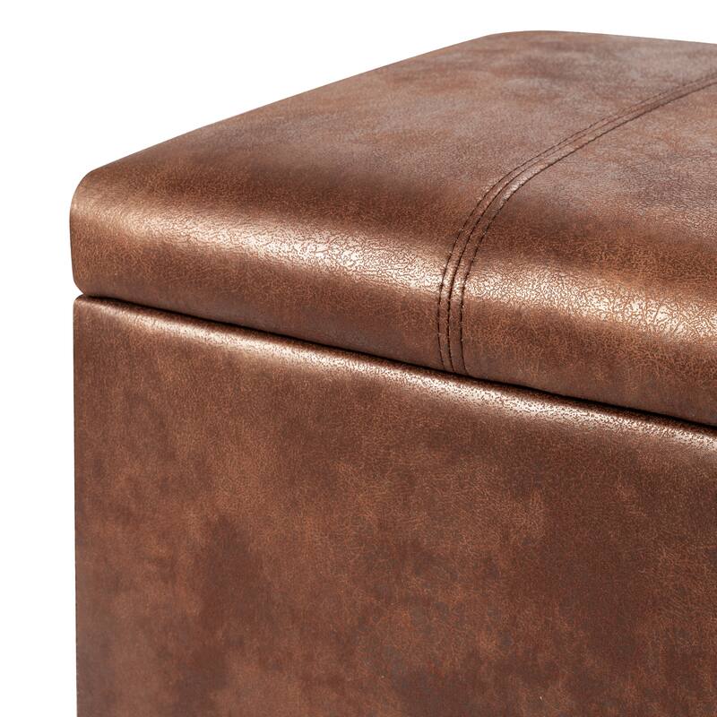 Adeco Faux Leather Storage Ottoman for Living Room Footstool
