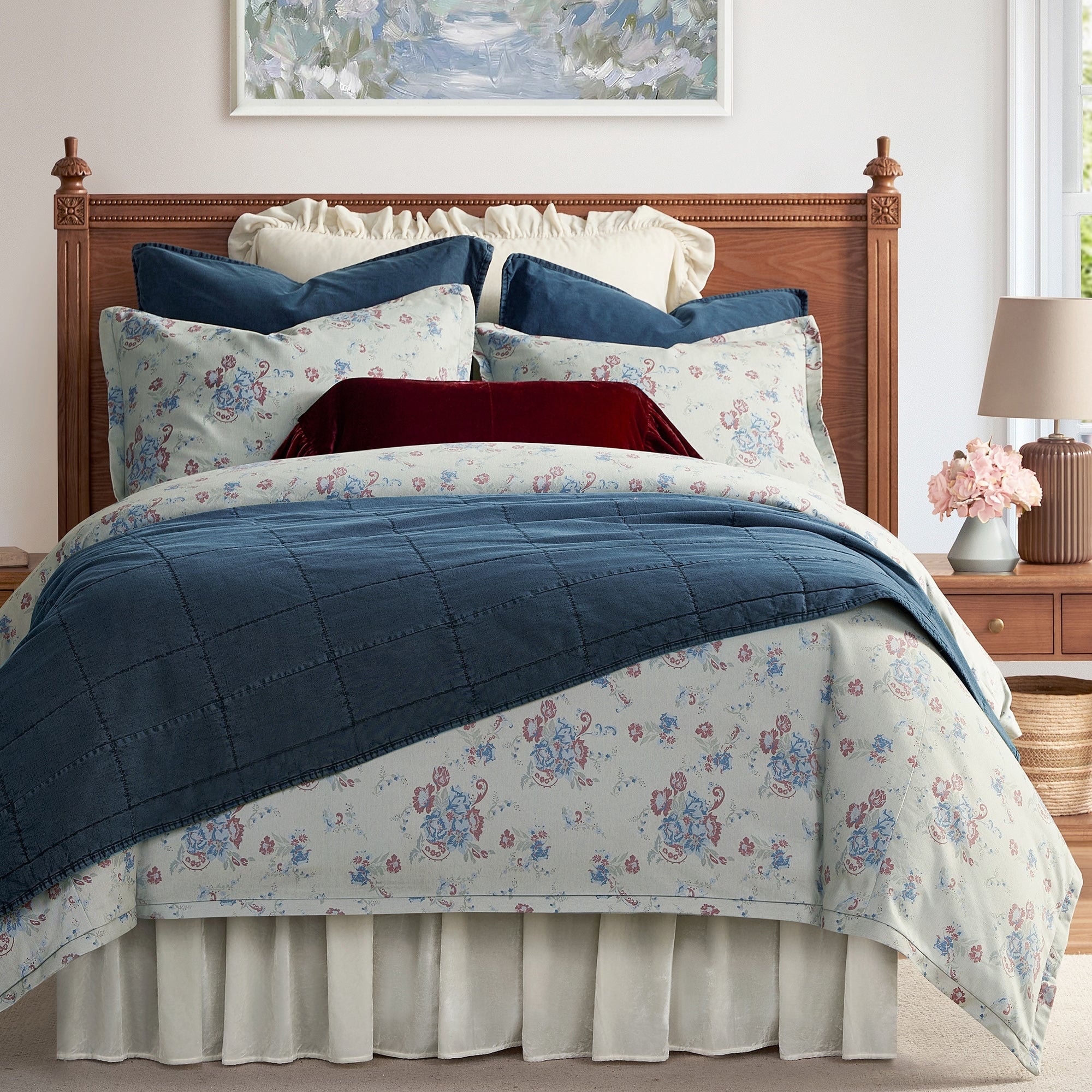Tasha Polizzi for Paseo Road Rosabel Floral Western Design Washed Denim 3 Piece Comforter Set