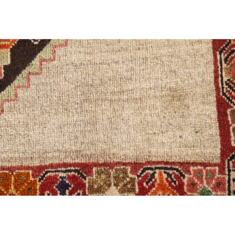 Geometric Black Shiraz Persian Vintage Area Rug Handmade Wool Carpet - 3'2"x 5'2"