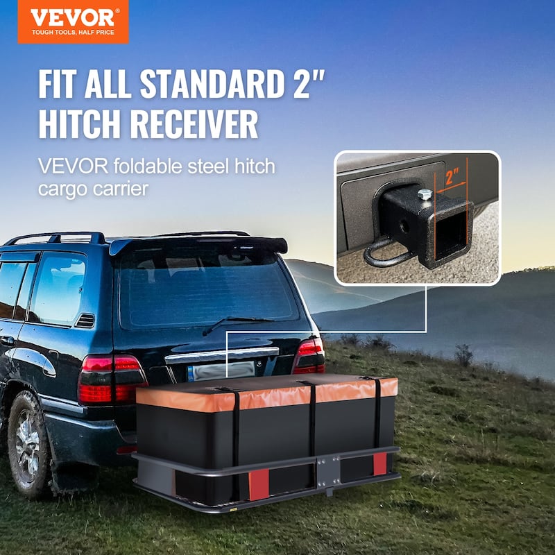 VEVOR Hitch Cargo Carrier Folding Trailer Hitch Mounted Steel Cargo