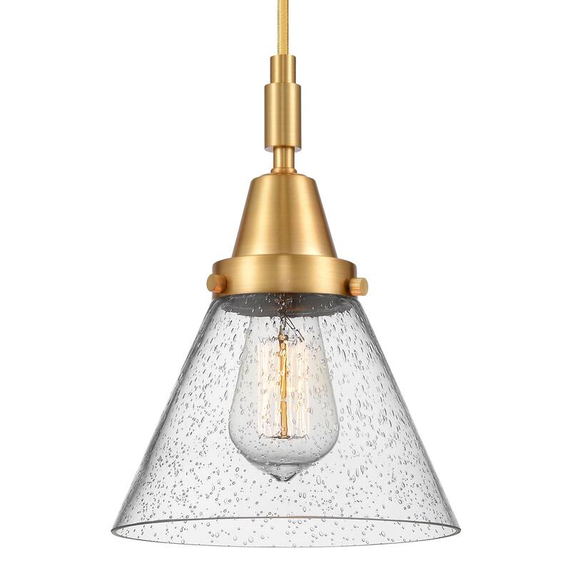 Innovations Lighting 447-1P-G44 Cone 8" Wide Mini Pendant with Clear, - Satin Gold