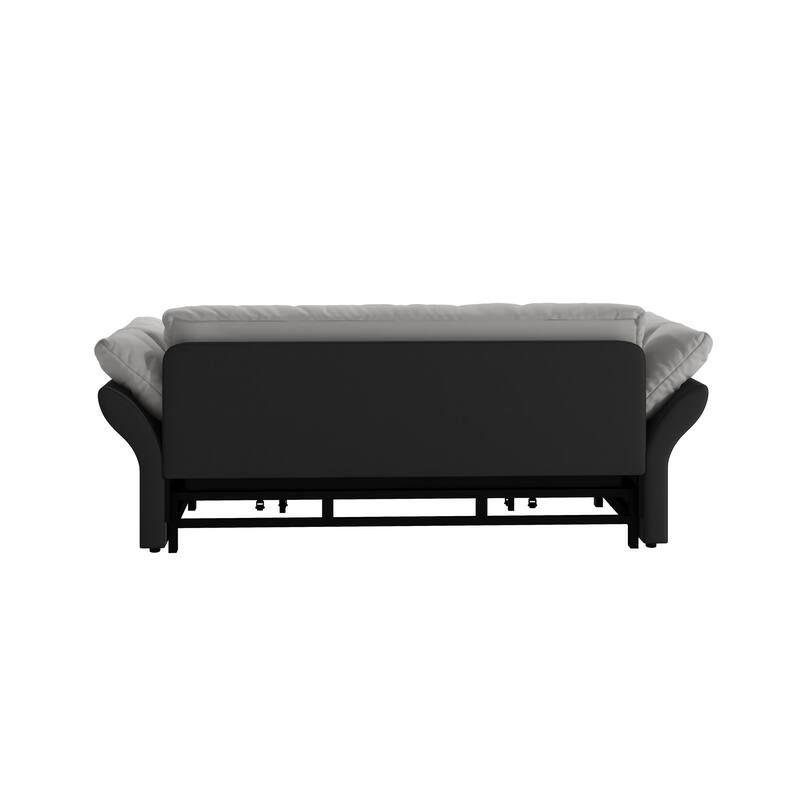 Queen Pull Out Sofa Bed, 3-in-1 Convertible Sleeper Tufted Sofa with 2 Soft Pillows, Velvet Loveseat Bed