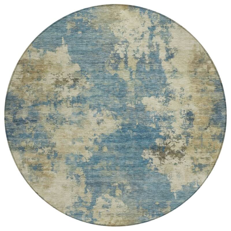 HomeRoots Abstract Transitional Rectangle Outdoor Rug - 8' Round