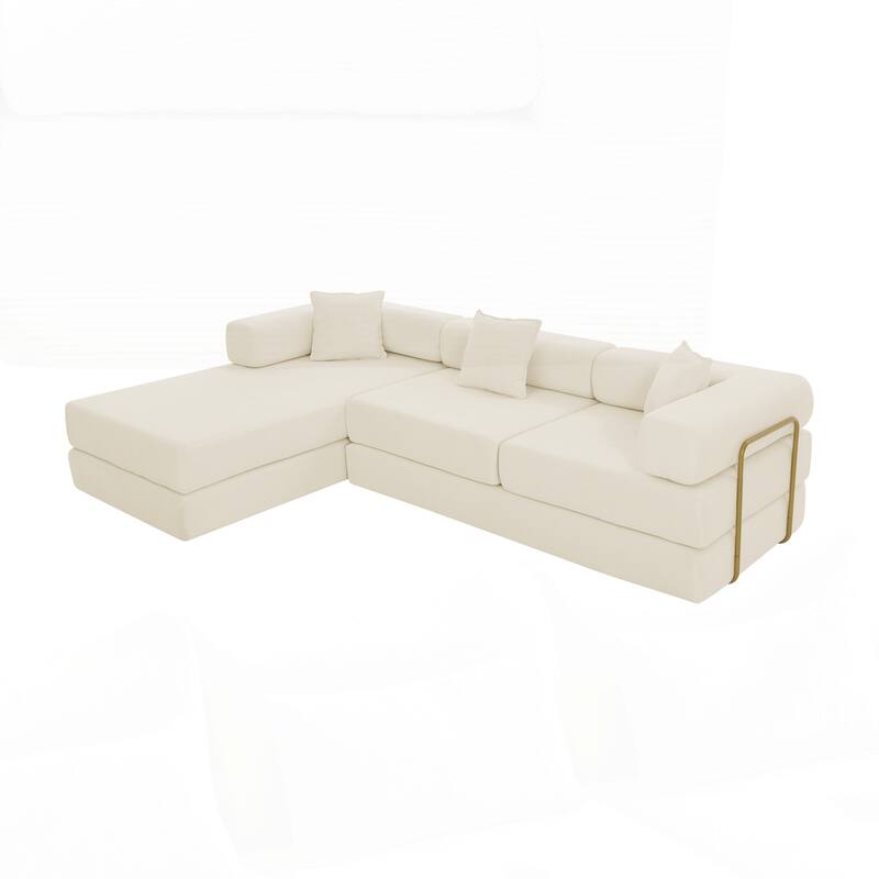 Modular Sectional Sofa with L-Shape Chaise, Boneless Cloud Couch with Deep Seat - Beige