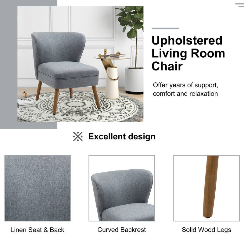 2SET Mid Century Linen Accent Chair