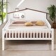 preview thumbnail 2 of 21, Full Size Wood Platform Bed with House-Shaped Headboard, LED Light & Built-In Storage, White, for Kids & Teens