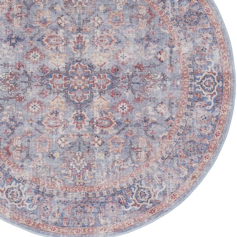 Power Loomed Distressed Geometric Floral Traditional Durable Area Rug - 63' X '63' X '0.28