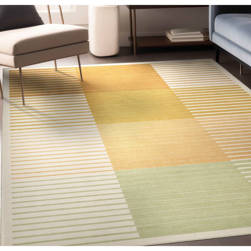Well Woven Apollo Elemental Grove Modern Geometric Low Pile Area Rug - 5'3" x 7'3" - Yellow