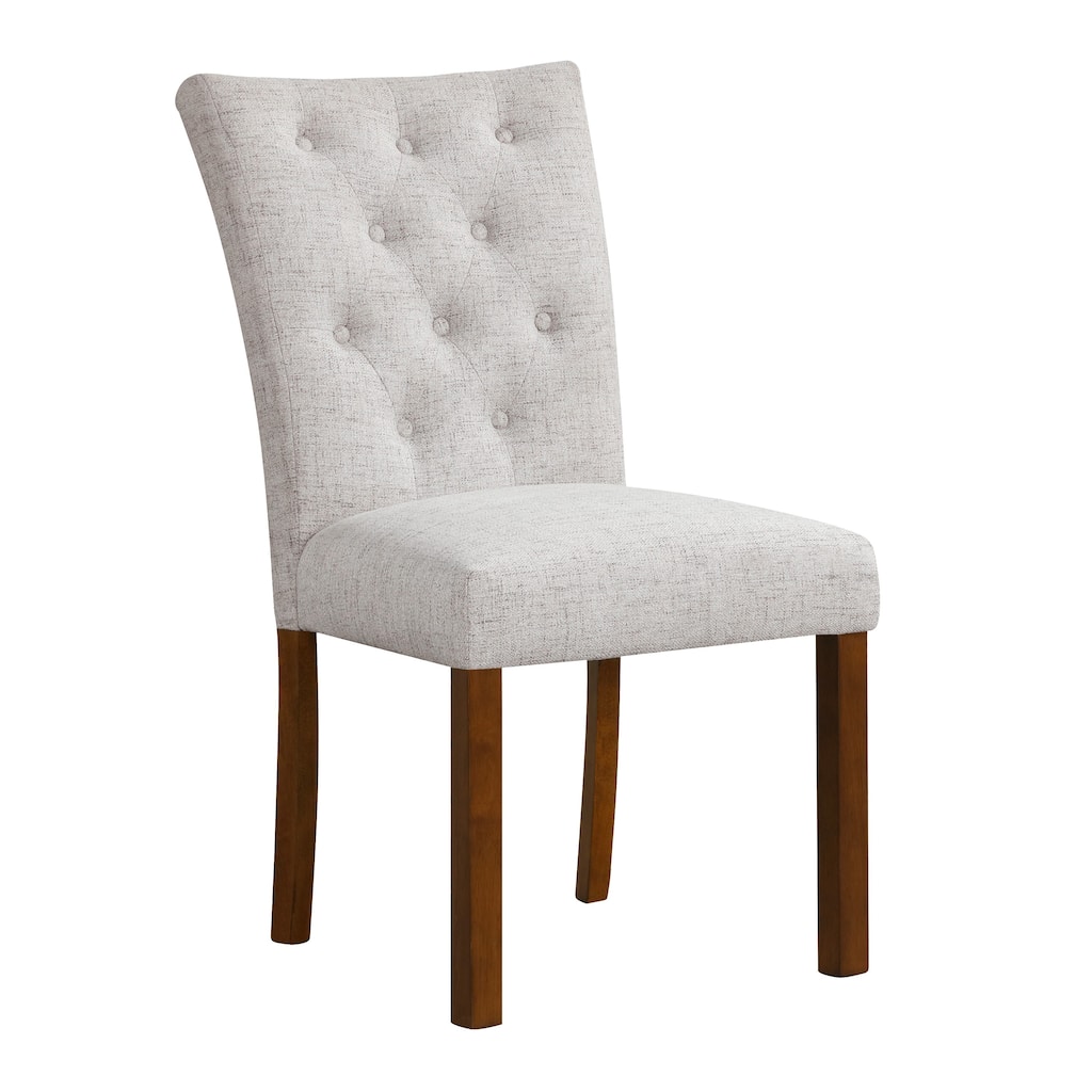 Rei Parsons Dining Chair Set of 2, Light Gray Textured Button Tufted