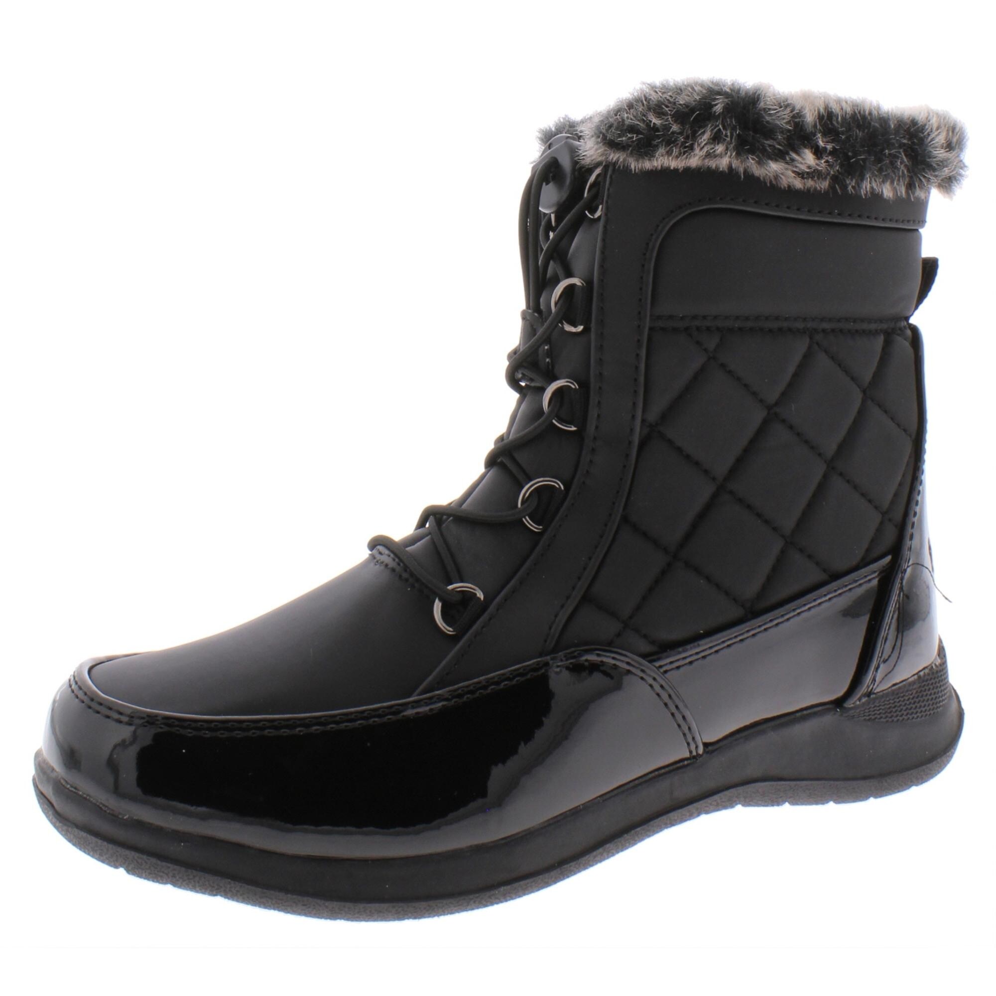 Shop Totes Womens Lindsey Winter Boots Patent Waterproof Black