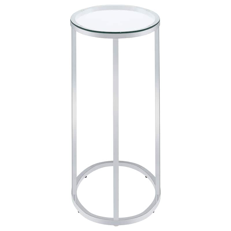 Kyle Oval Glass Top C-Shaped Sofa Side Table Chrome
