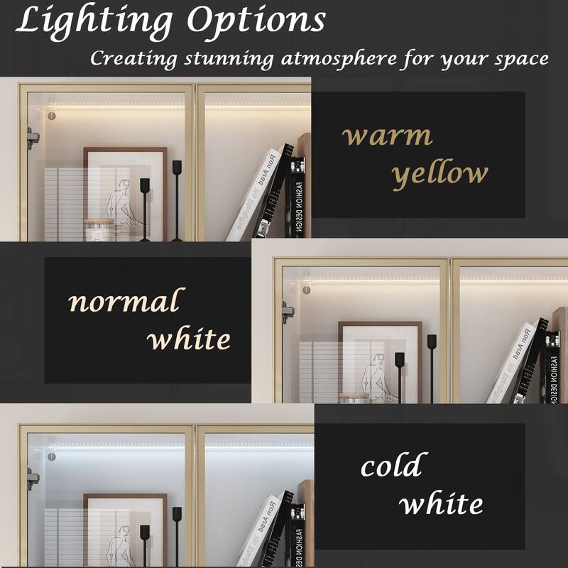Tall Modular Display Storage Cabinet Bookcase w/Light Home Office