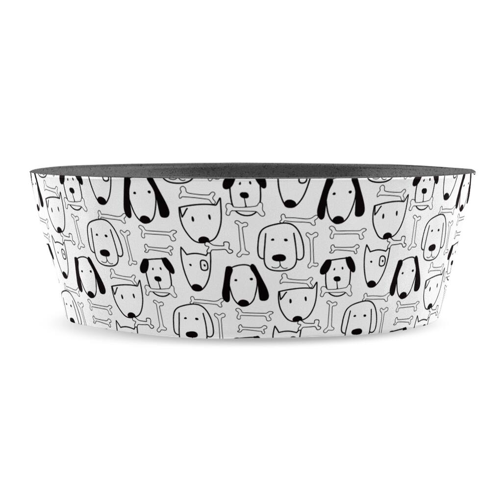 Abode Homewares Friendly Faces Planta Pet Bowl - White - Set of 2