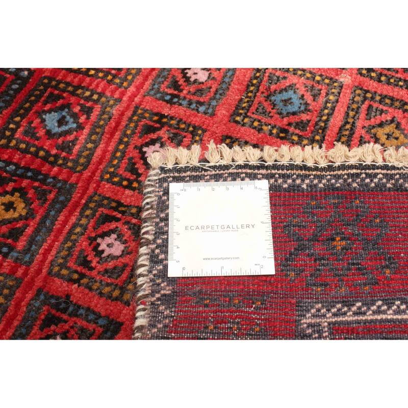 ECARPETGALLERY Hand-knotted Baluch Red Wool Rug - 3'5 x 4'11