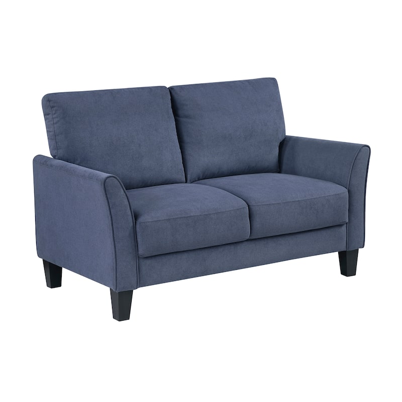 Felix 56" Textured Living Room Loveseat - Wood Finish Exposed Feet - Blue (Textured)
