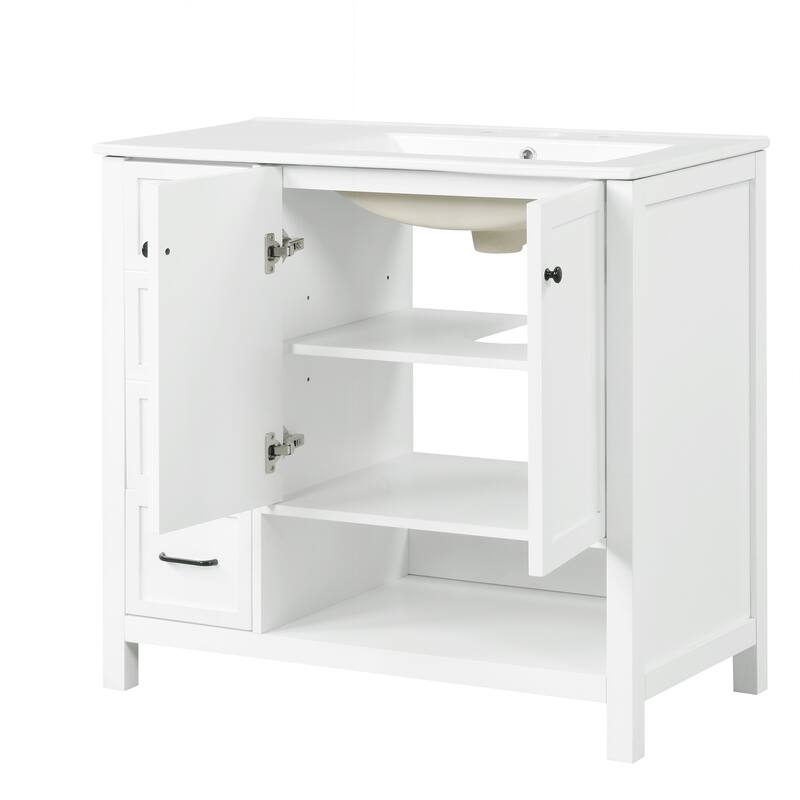 Sophisticated Bathroom Vanity with Multiple Storage Options and Durable Construction