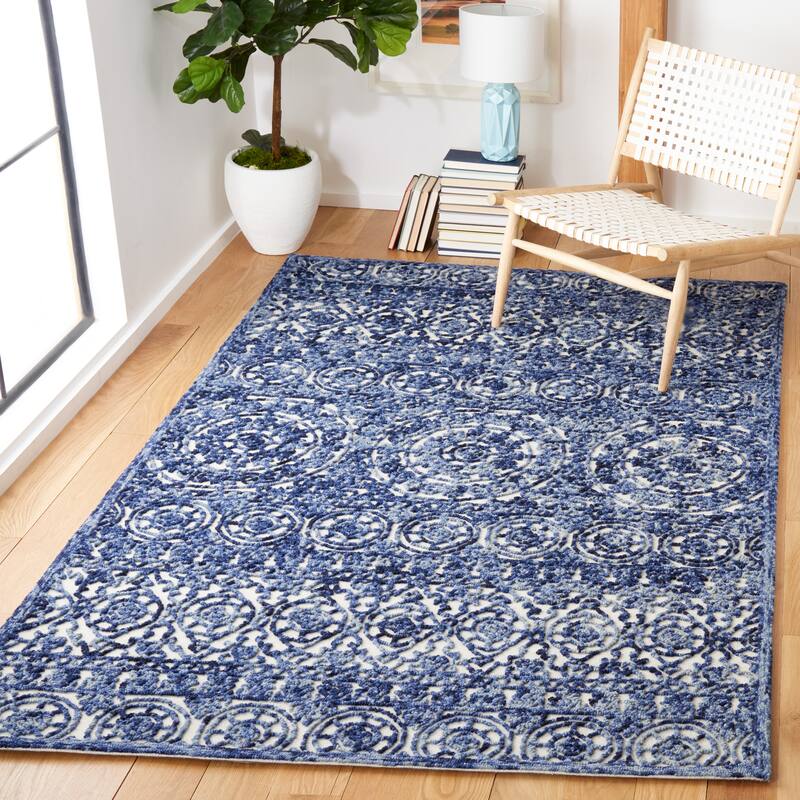 SAFAVIEH Handmade Trace Kia Wool Rug - 8' x 10' - Navy/Ivory
