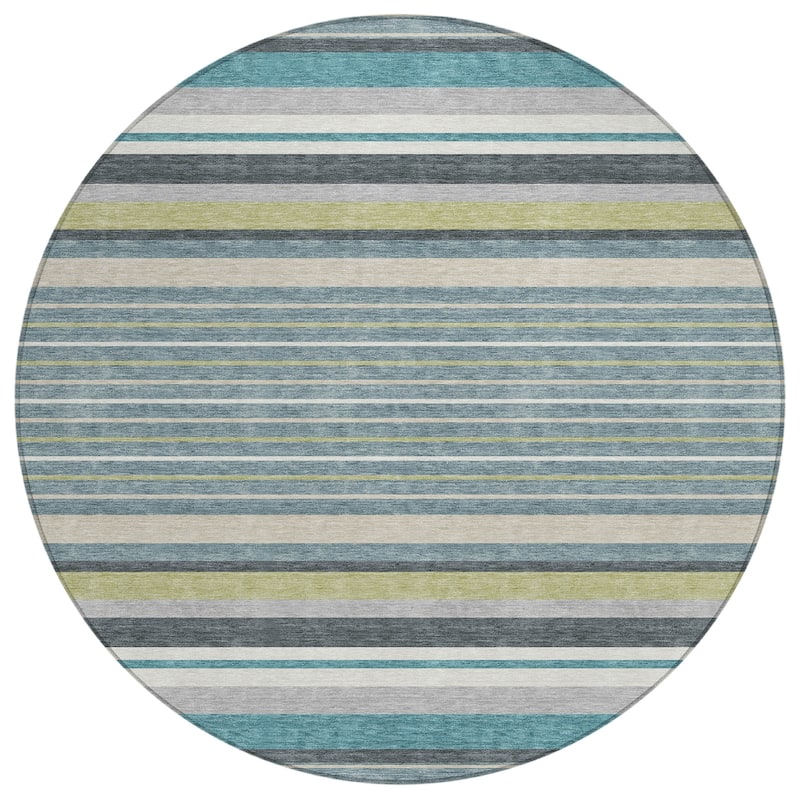 Machine Washable Indoor/ Outdoor Modern Stripes Chantille Rug