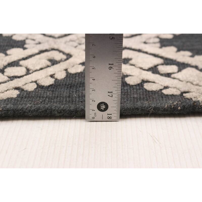 ECARPETGALLERY Hand Loomed Elysian Dark Grey Viscose, Wool Rug - 5'11 x 8'11