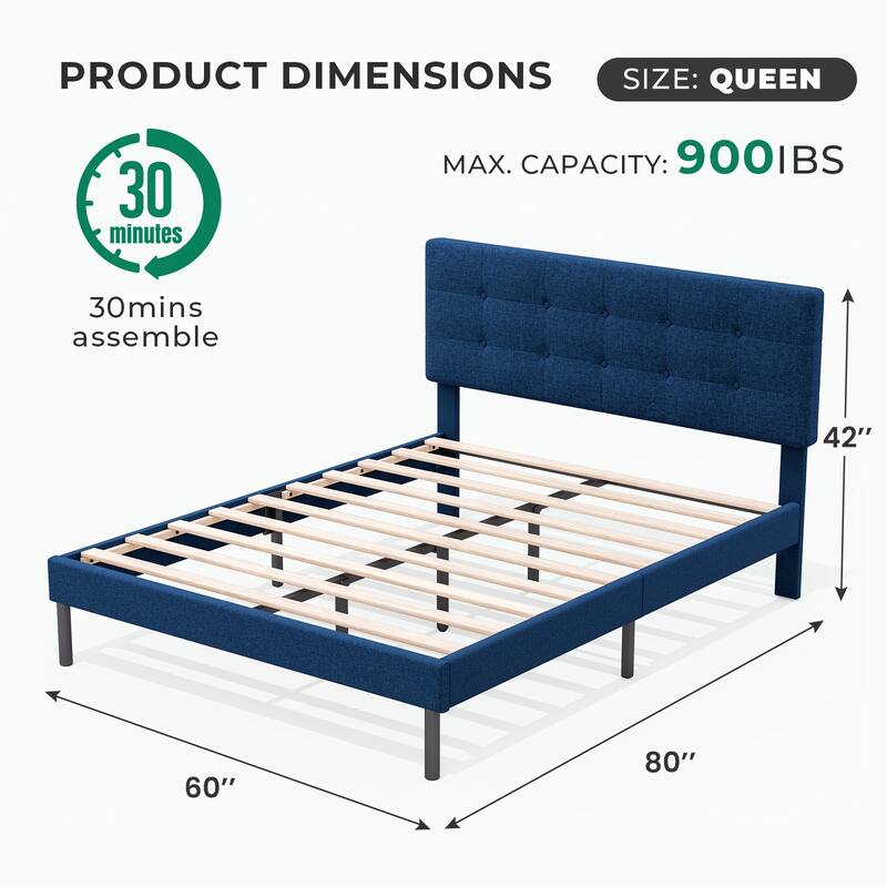 Modern Wooden Bed Frame With Headboard