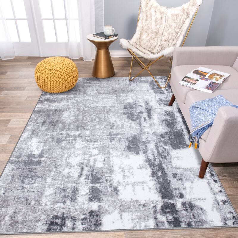 World Rug Gallery Contemporary Abstract Distressed Area Rug