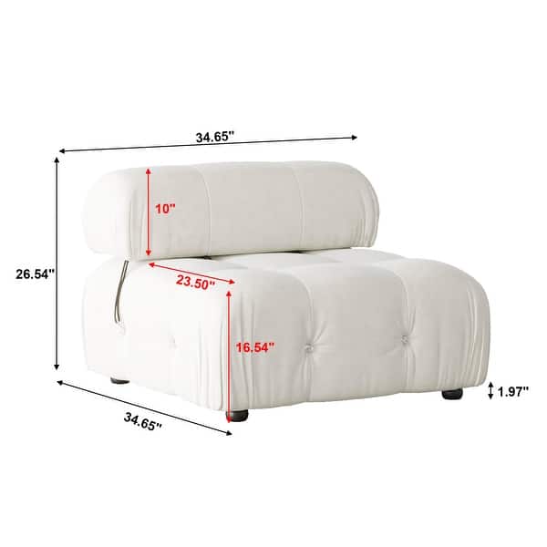 dimension image slide 0 of 4, Armless Single Sofa Velvet Living Room Chair