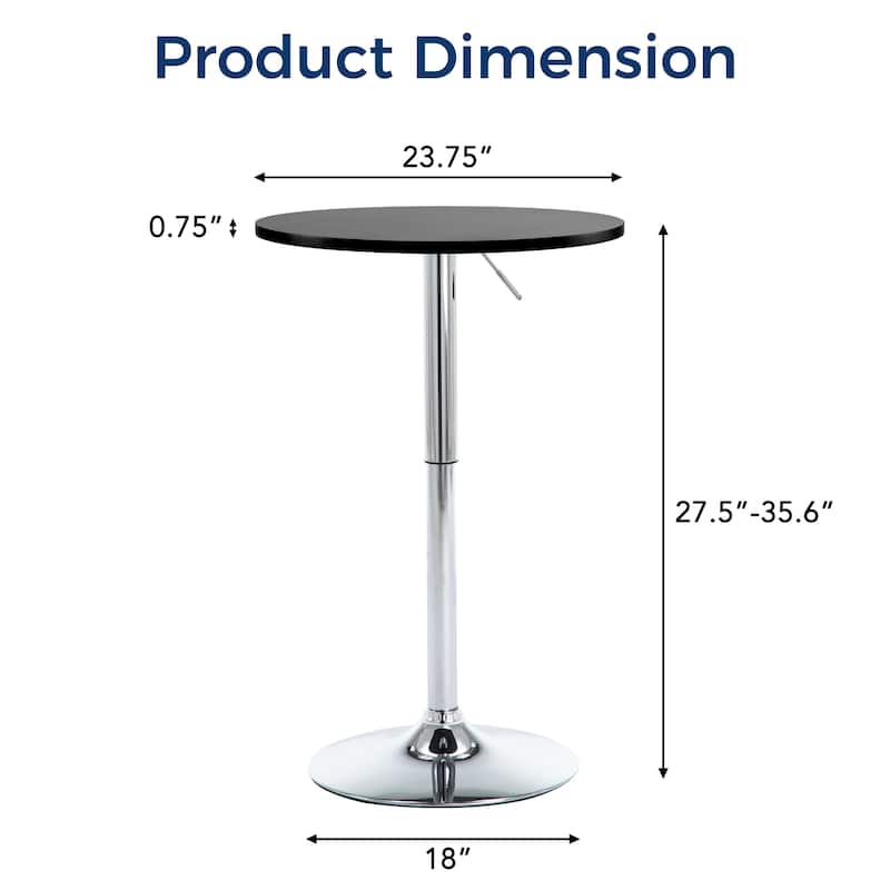 360 Swivel Round Pub Table Height Adjustable Bar Table 27.5-35.6 inches