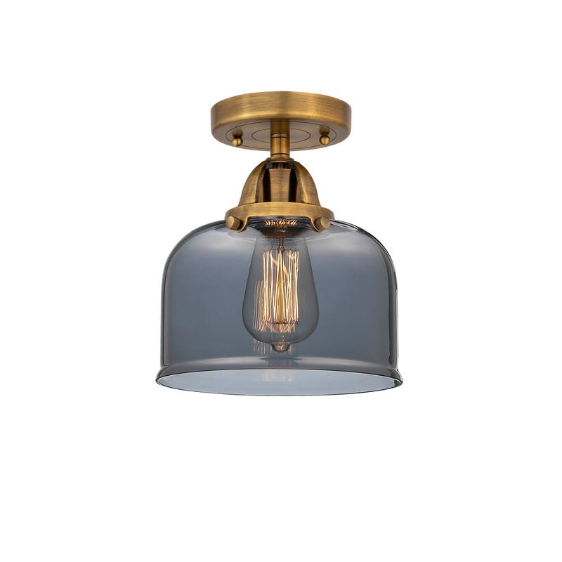 Innovations Lighting Nouveau 2 Bell - 1 Light 8" Semi-Flush Mount - Brushed Brass/Light Smoke
