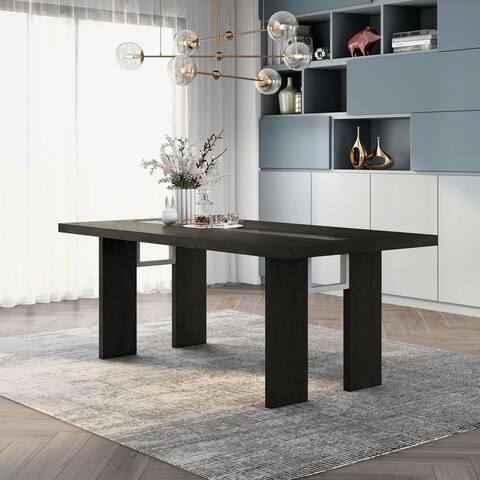 Furniture of America Lumina Contemporary 76-inch Glass Dining Table