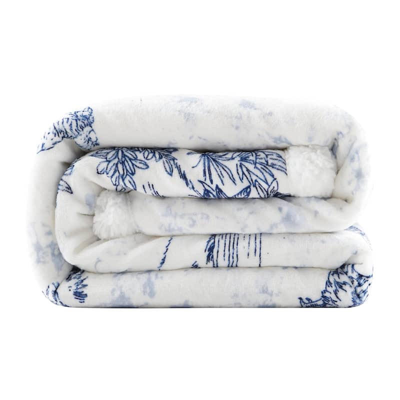 Indigo Hill by HiEnd Accents Campfire Sherpa Fleece Throw, 1PC or 3PC