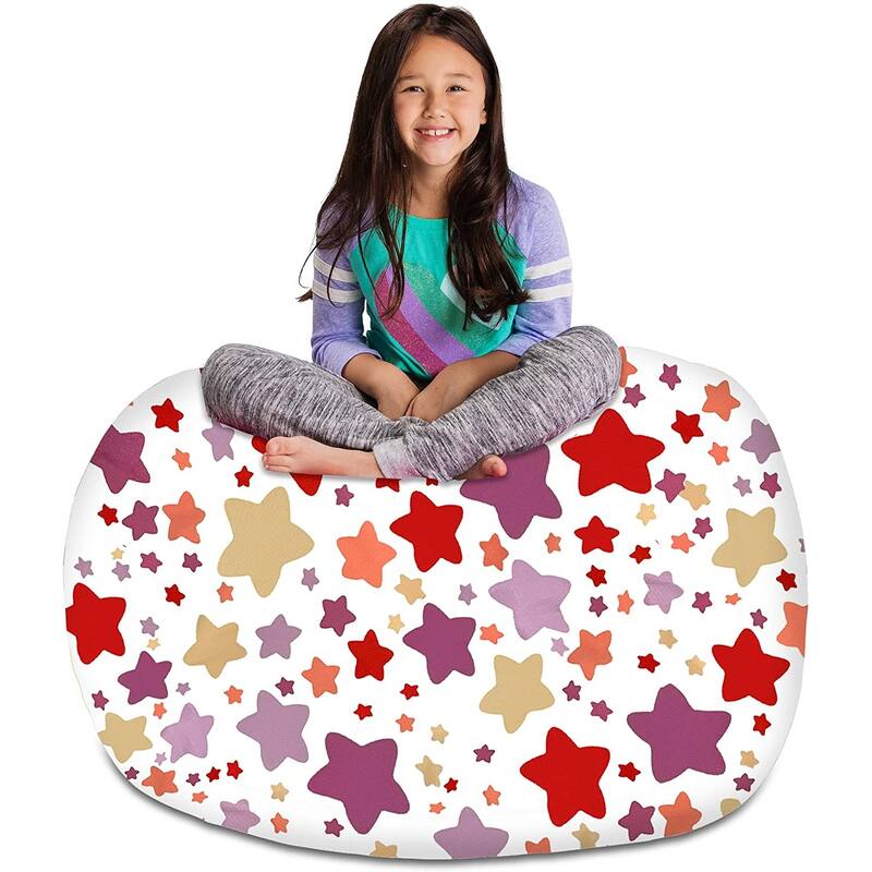 Kids Bean Bag Chair Cover Stuffed Animal Storage or Toy Organizer