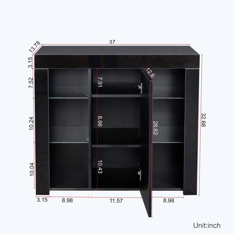 Kitchen Sideboard Cupboard with LED Light,with Drawer and 1 Doors
