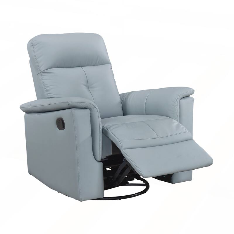Silver Color Leather Upholstered Reclining Chair