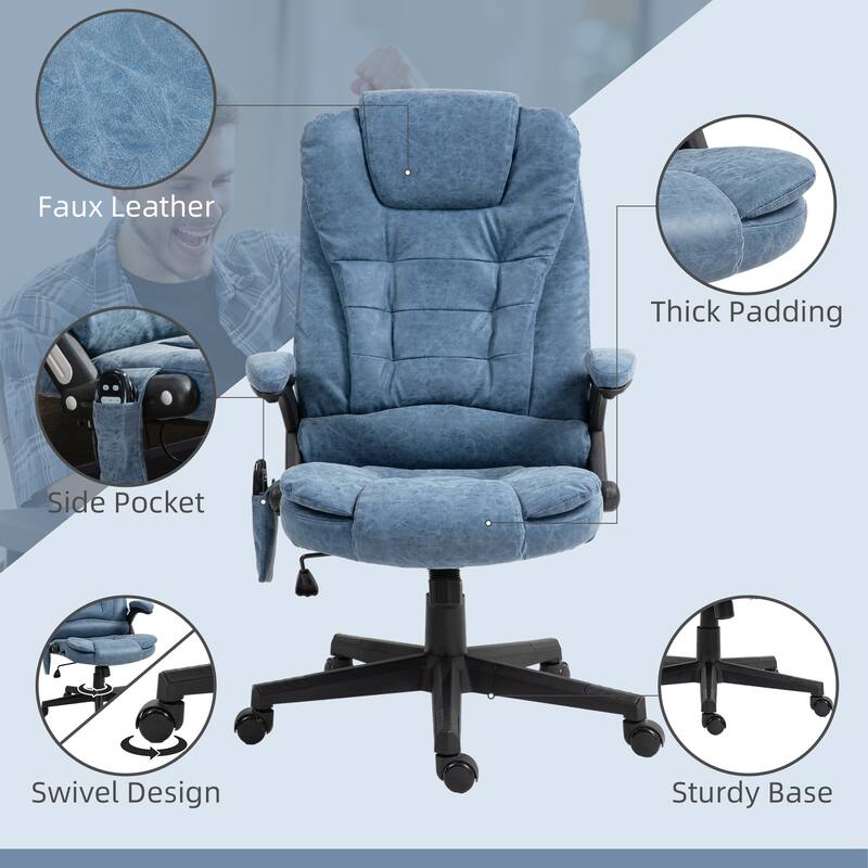 Heated Massage Chair Reclining Chair with Adjustable Height, Armchair Lounge Chair with Remote and High Back