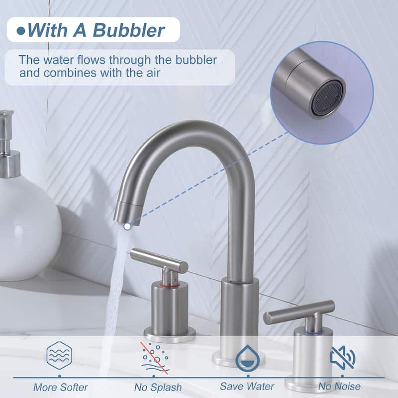 WOWOW Widespread 8 in.Double Handle Bathroom Faucet