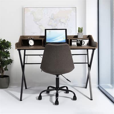 Computer Desk Writing Desk with 3 Open Cubbies & Steel Base, No Chair
