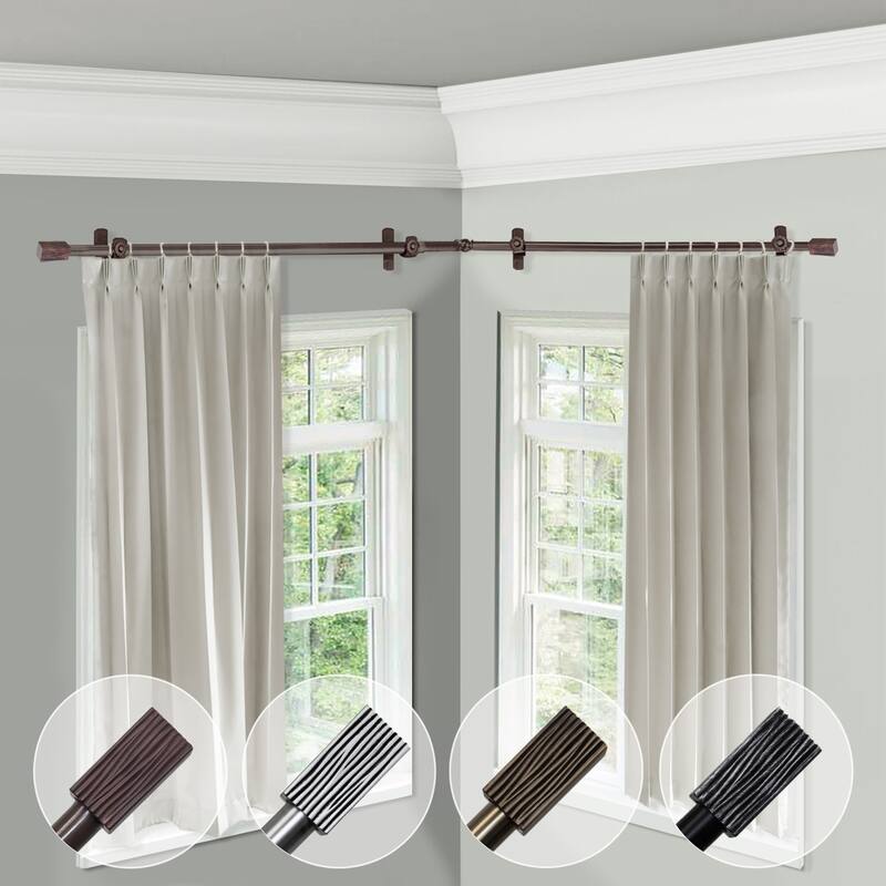 Gothic Curtain Rods Hardware Set - Steel Rods, Resin Finials, 360° Rotatable Connectors, Satin Nickel Finish - M