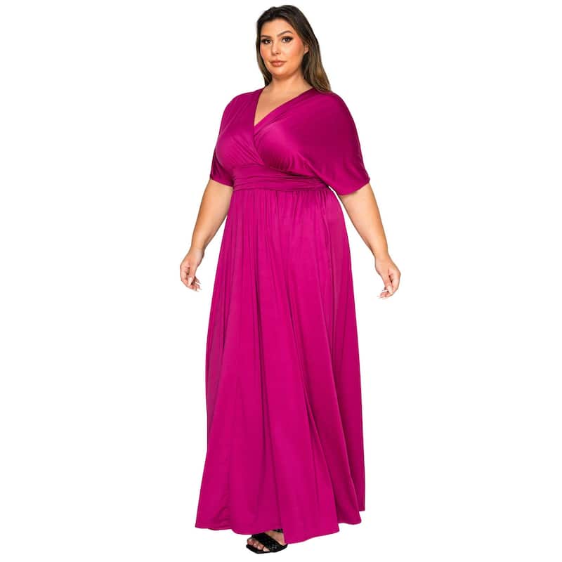 L I V D Women's Plus Size Raffi Pocket Empire Waist Maxi Dress
