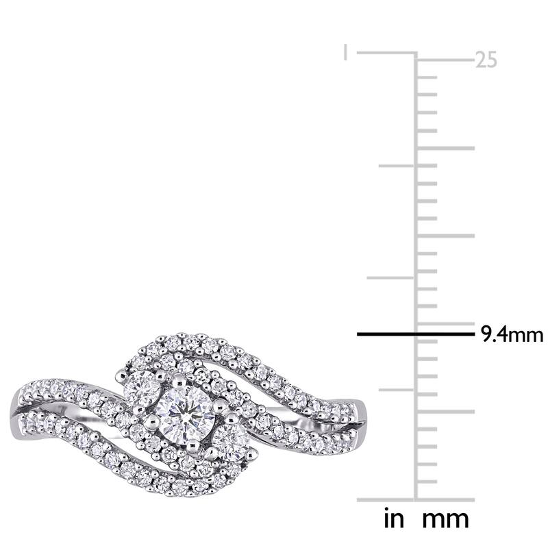 Miadora 1/2ct TDW Diamond 3-stone Bypass Engagement Ring 10k White Gold