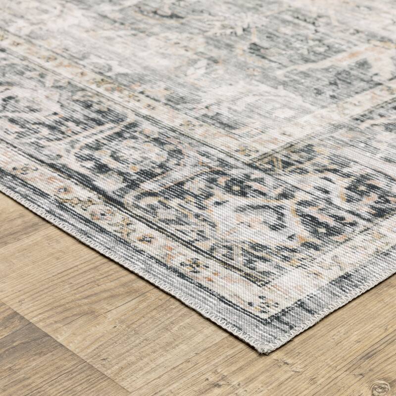 Vista Home Clarissa Washable Bordered Oriental Indoor Area Rug Mat