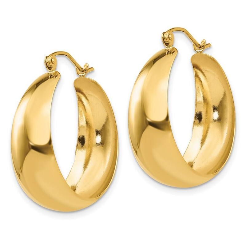 Curata 14k Yellow Gold Hinged Post Polished Tapered Hoop Earrings - 24x24mm