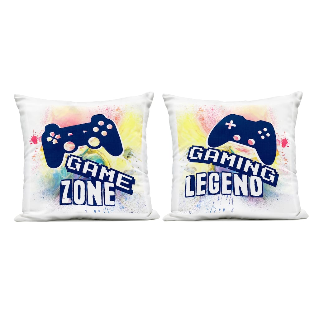 Stupell Retro Splatter Game Phrases Printed Outdoor Throw Pillow Design by Marcus Prime (Set of 2)