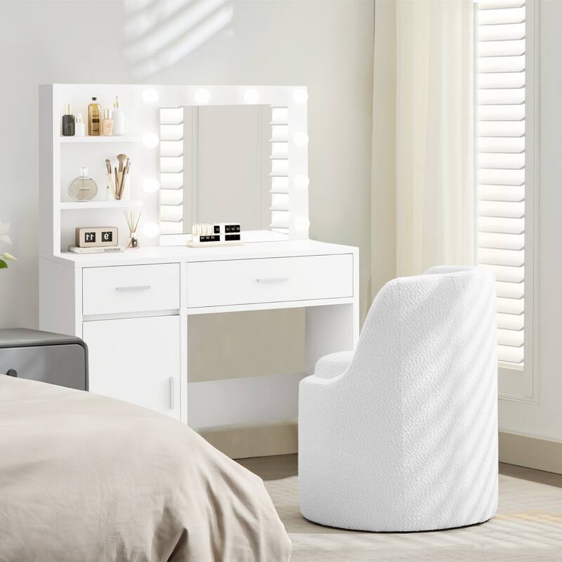 Boucle Make-Up/Vanity Stool, Hiden Storage Space, Stylish Appearance