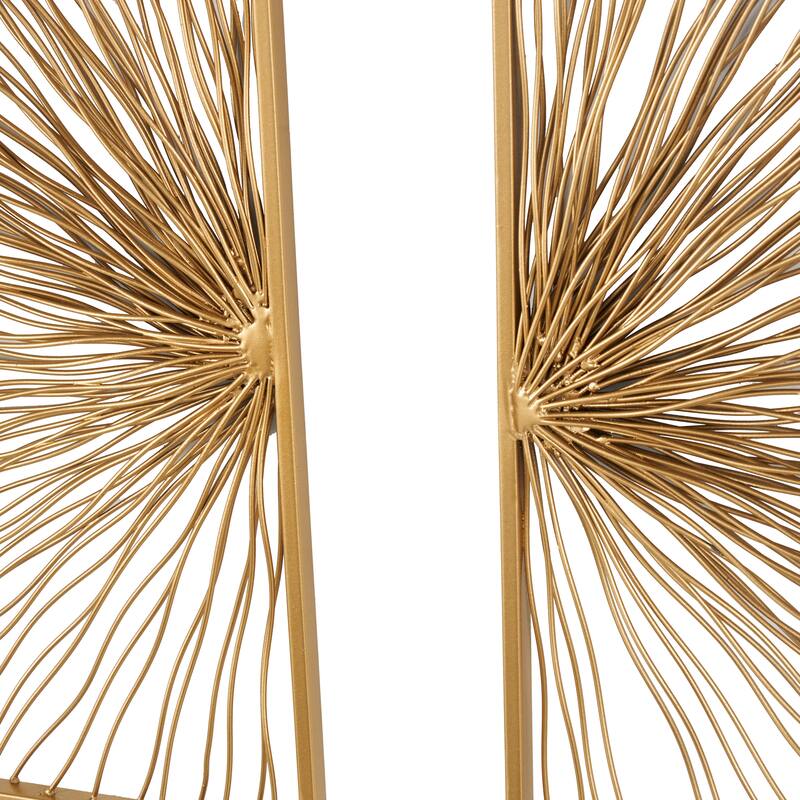 Gold Metal Coiled Ribbon Sunburst Home Wall Decor (Set of 2)