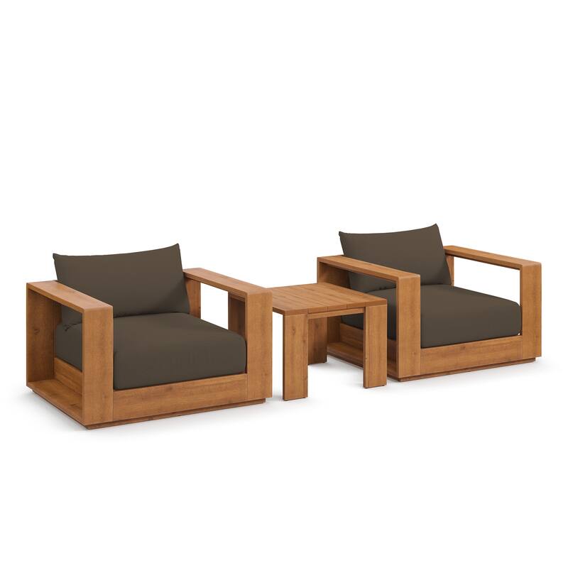 Tahoe 3-Piece Outdoor Patio Acacia Wood Furniture Set